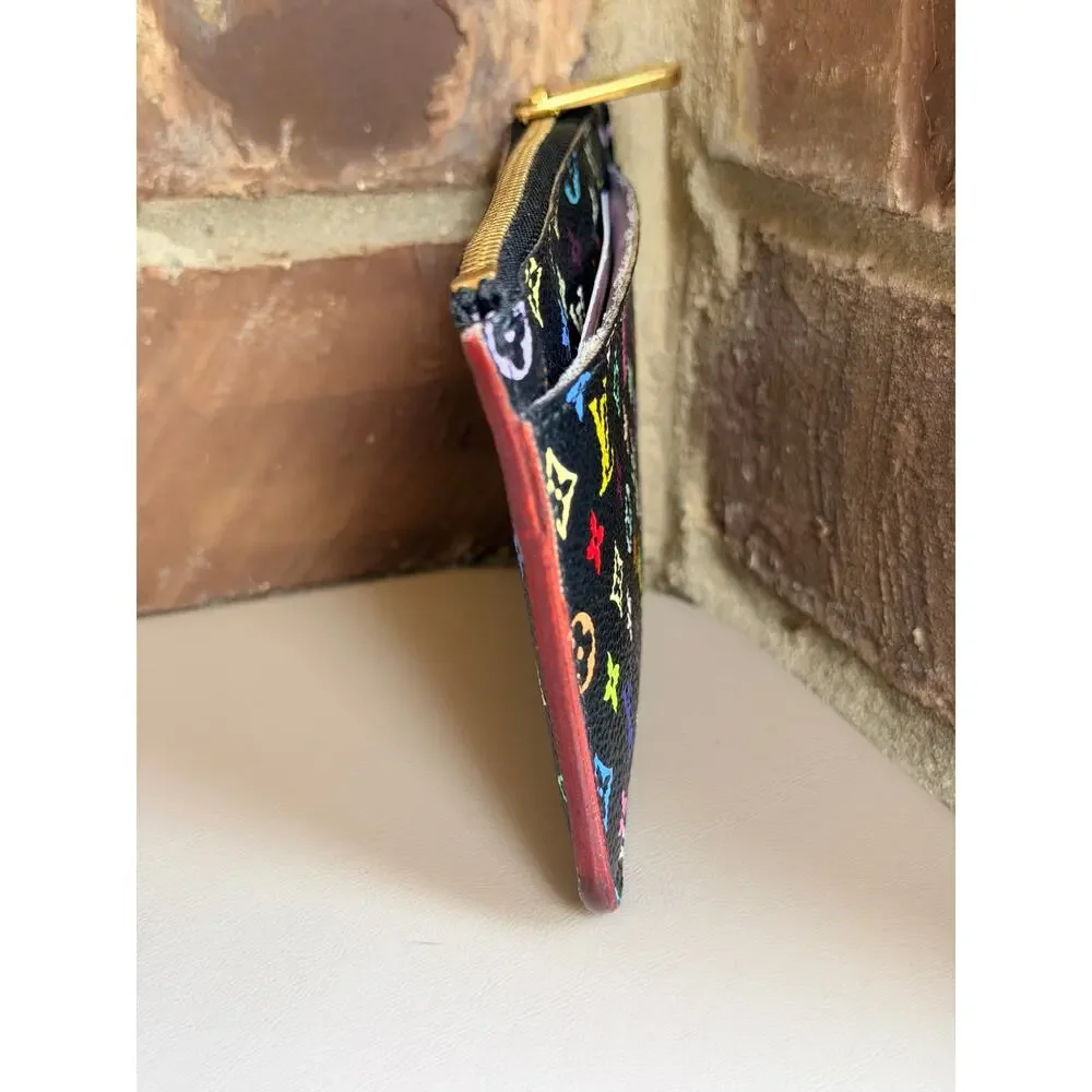 Louis Vuitton Key Pouch Monogram Multicolor Black 45623